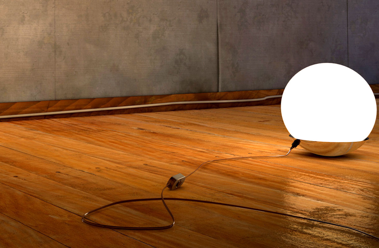 Imagefoto; Rustikaler Holzboden und Dekolampe